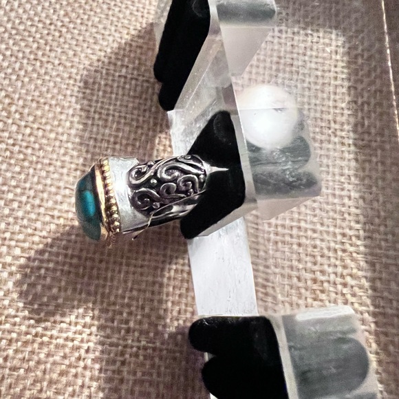 Spiny Oyster Mohave Turquoise & sterling Silver Filagree Rope Ring Size 10 New - Picture 4 of 7